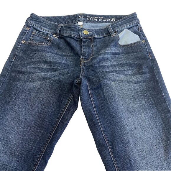 NY&C Womens Slim Slouch Sits at Lower Waist Blue Denim Jeans Size 4 Stretch - Picture 2 of 16